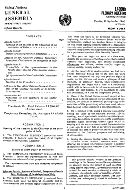 GENERAL PLENARY MEETING (Opening Meeting) I ASSEMBLY Tuesday, 20 September 1966, TWENTY.FIRST SESSION at 3 P.M