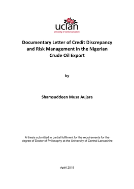 Documentary Letter of Credit Discrepancy and Risk Management in the Nigerian Crude Oil Export