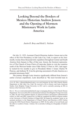 Looking Beyond the Borders of Mexico: Historian Andrew Jenson and the Opening of Mormon Missionary Work in Latin America