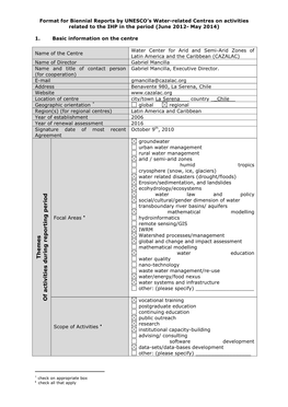Water Centre for Arid and Semi-Arid Zones of Latin America