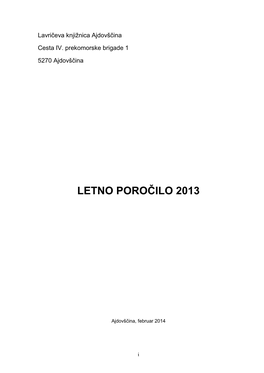 Letno Poročilo 2013