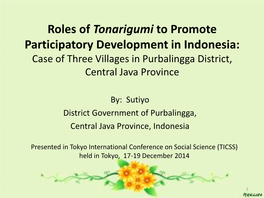 Indonesian Tonarigumi: Roles and Development in the Current