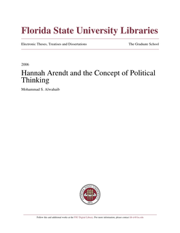 Hannah Arendt and the Concept of Political Thinking Mohammad S