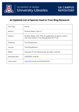 An Updated List of Species Used in Tree -Ring Research