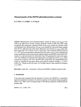 Measurements of the HONO Photodissociation Constant