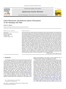 Latest Pleistocene and Holocene Glacier Fluctuations in the Himalaya and Tibet