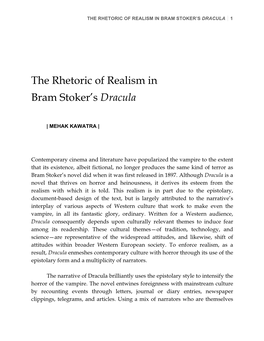 The Rhetoric of Realism in Bram Stoker's Dracula