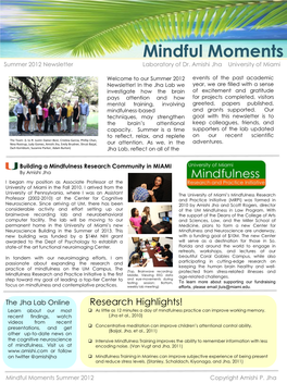 Mindful Moments Summer 2012 Newsletter Laboratory of Dr