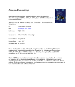 Molecular Characterization and Expression Analysis of Four Fish-Specific CC Chemokine Receptors Ccr4la, Ccr4lc1, Ccr4lc2 And