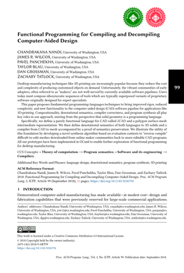 Functional Programming for Compiling and Decompiling Computer-Aided Design