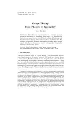 Gauge Theory: from Physics to Geometry1