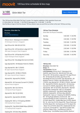 100 Bus Time Schedule & Line Route