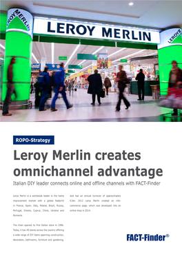 Leroy Merlin Creates Omnichannel Advantage Italian DIY Leader Connects Online and Offline Channels with FACT-Finder