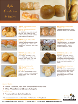 Rolls, Breadsticks & Sliders