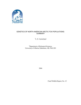 Genetics of North American Arctic Fox Populations: Summary