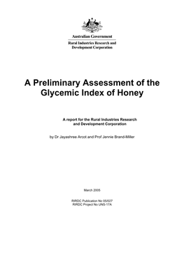 A Preliminary Assessment of the Glycemic Index of Honey