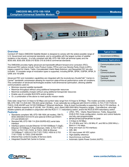 DMD2050 MIL-STD-188-165A Compliant Universal Satellite Modem