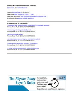 Hidden Worlds of Fundamental Particles David Curtin, and Raman Sundrum