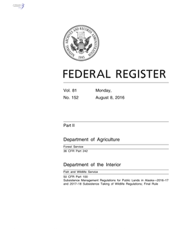 Department of Agriculture Department of the Interior