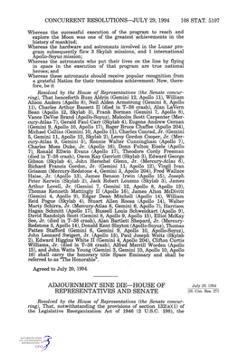 ADJOURNMENT SINE DIE—HOUSE of July 29,1994 REPRESENTATIVES and SENATE [H