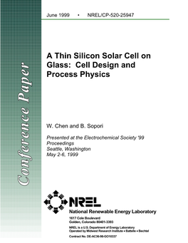 A Thin Silicon Solar Cell on Glass: Cell Design and Process Physics