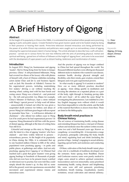 A Brief History of Qigong
