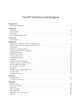 The MIT Folk Dance Club Songbook