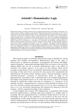Aristotle's Demonstrative Logic