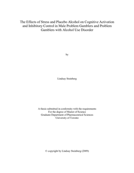 The Effects of Stress and Placebo Alcohol on Cognitive Activation and Inhibitory Control in Male Problem Gamblers and Problem Gamblers with Alcohol Use Disorder