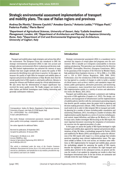 Strategic Environmental Assessment Implementation of Transport and Mobility Plans