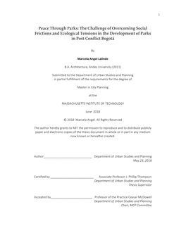 The Challenge of Overcoming Social Frictions and Ecological Tensions in the Development of Parks in Post-Conflict Bogotá