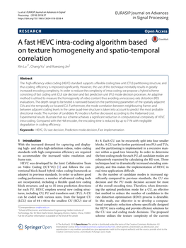 A Fast HEVC Intra Coding Algorithm Based on Texture Homogeneity