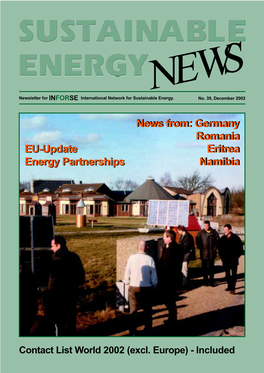 News From: Germany Romania Eritrea Namibia EU-Update Energy Partnerships
