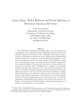 Ballot Reforms and Social Influence in Historical American Elections