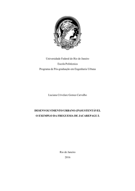 O Exemplo Da Freguesia De Jacarepaguá