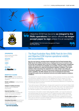 The Royal Australian Navy (RAN) Fleet Air Arm (FAA) and Objective
