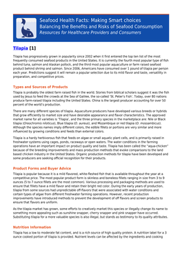 Making Smart Choices Balancing the Beneﬁts and Risks of Seafood Consumption Resources for Healthcare Providers and Consumers