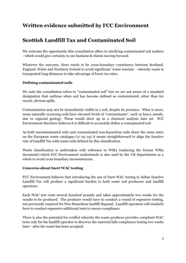 Written Evidence Submitted by FCC Environment Scottish Landfill Tax