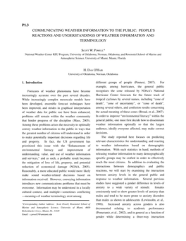 Communicating Weather Information to the Public: People's Reactions and Understandings of Weather Information and Terminology