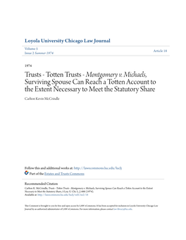 Trusts - Totten Trusts - Montgomery V