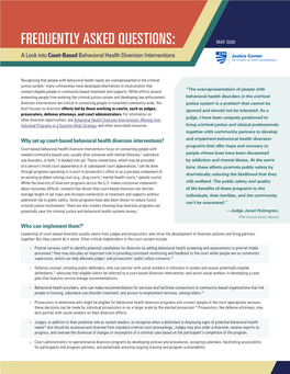 A Look Into Court-Based Behavioral Health Diversion Interventions