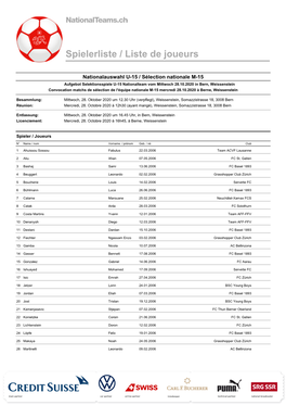 Spielerliste / Liste De Joueurs