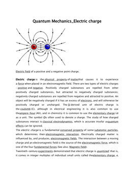 Quantum Mechanics Electric Charge