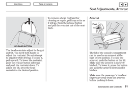 Seat Adjustments, Armrest