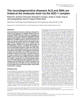 The Neurodegenerative Diseases ALS and SMA Are Linked at The