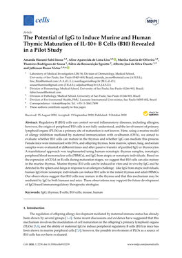 The Potential of Igg to Induce Murine and Human Thymic Maturation of IL-10+ B Cells (B10) Revealed in a Pilot Study