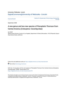 A New Genus and Two New Species of Pteroplatini Thomson from Central America (Coleoptera: Cerambycidae)