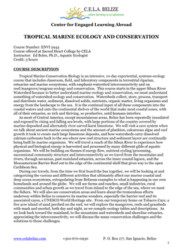 Tropical Marine Ecology and Conservation