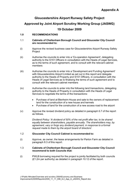 Appendix a Gloucestershire Airport Runway Safety Project Approved By