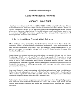 Covid19 Response Activities January